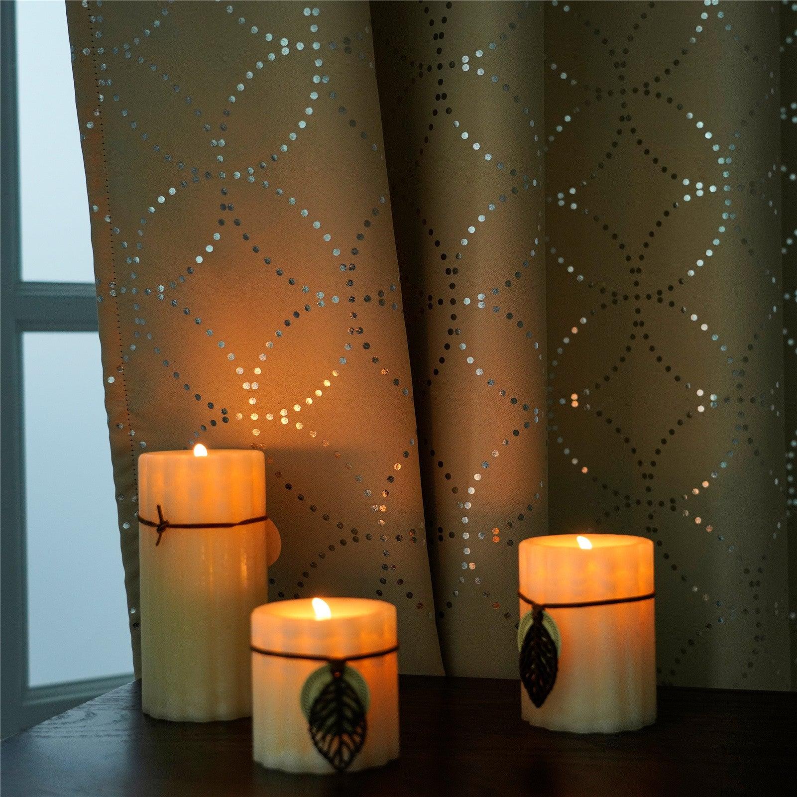 Topfinel Pongee Made Silver Foil Dots Printed blackout curtains For Bedroom,100% Blackout Drapes - Topfinel