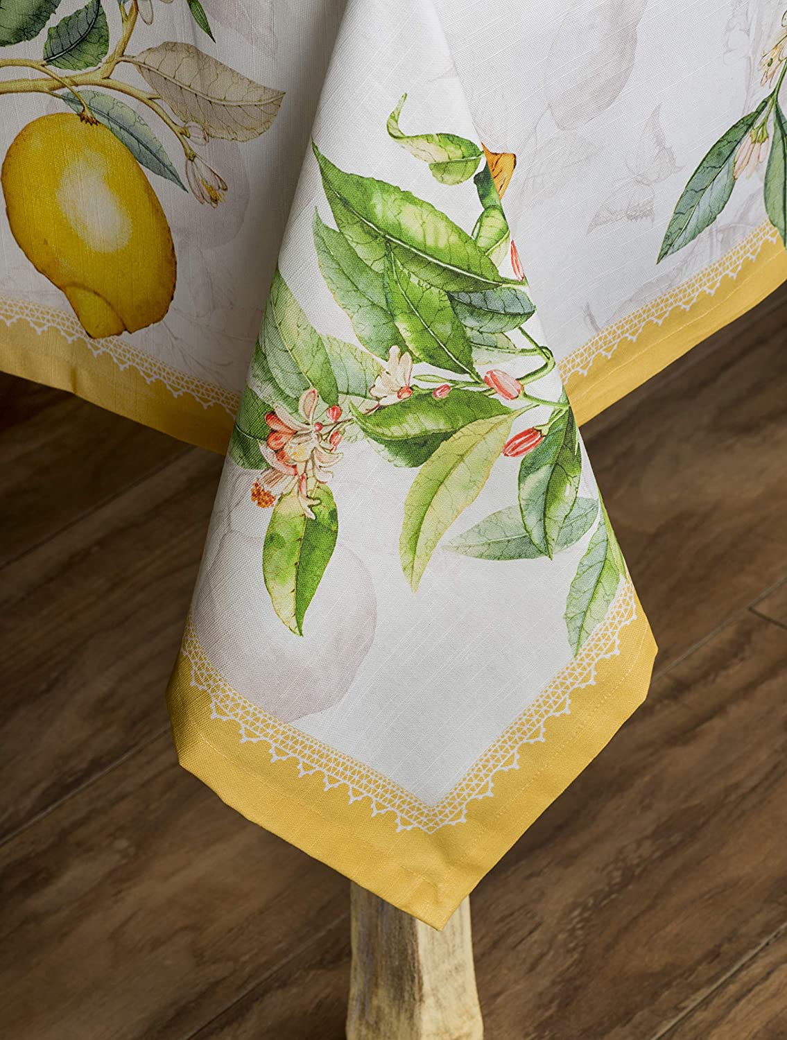 Lemon and Leaves 100% Cotton Tablecloth for Kitchen Dining