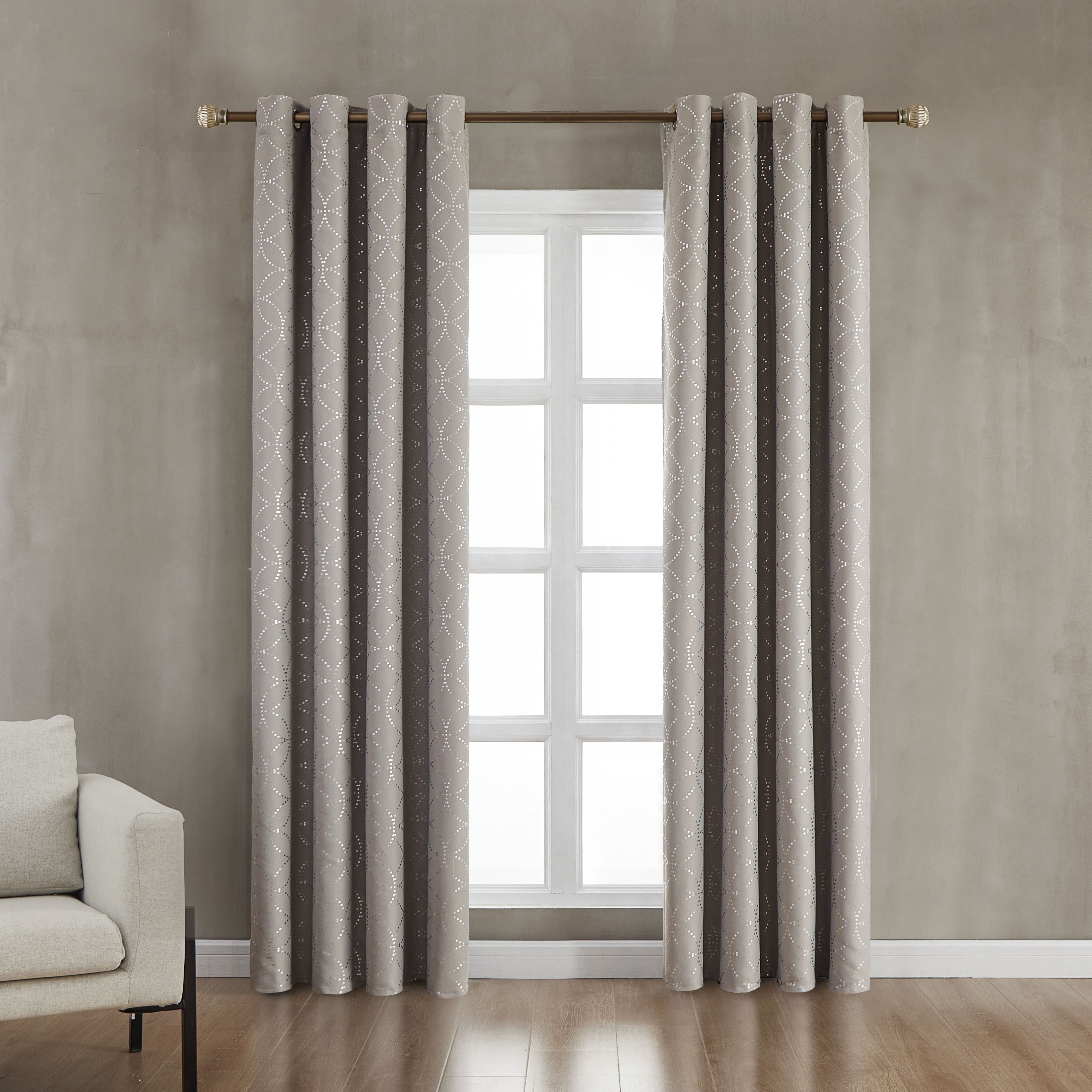 Modern Double Layer Silver Foil Wave Printed Blackout curtain