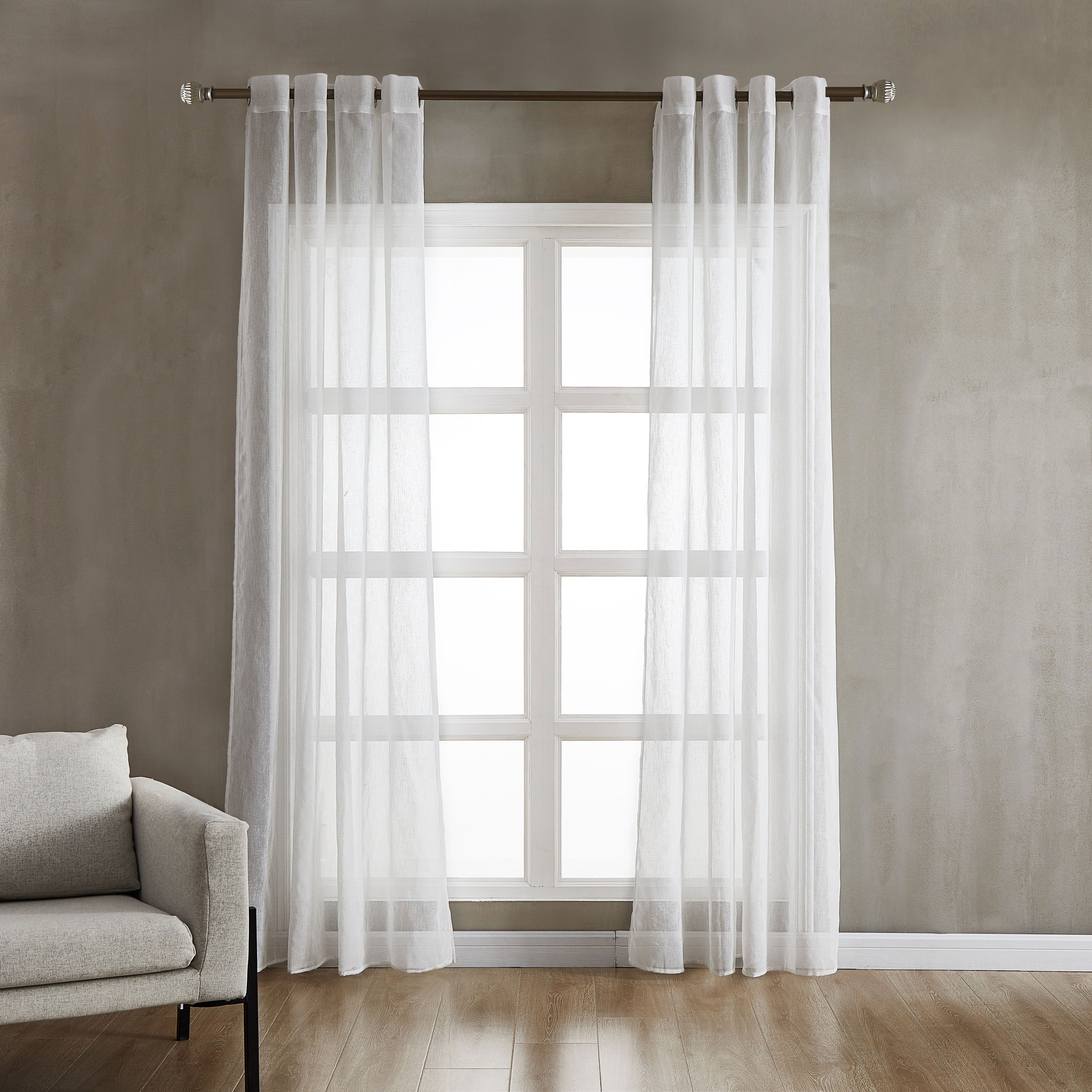 Washed Linen White Sheer Curtain