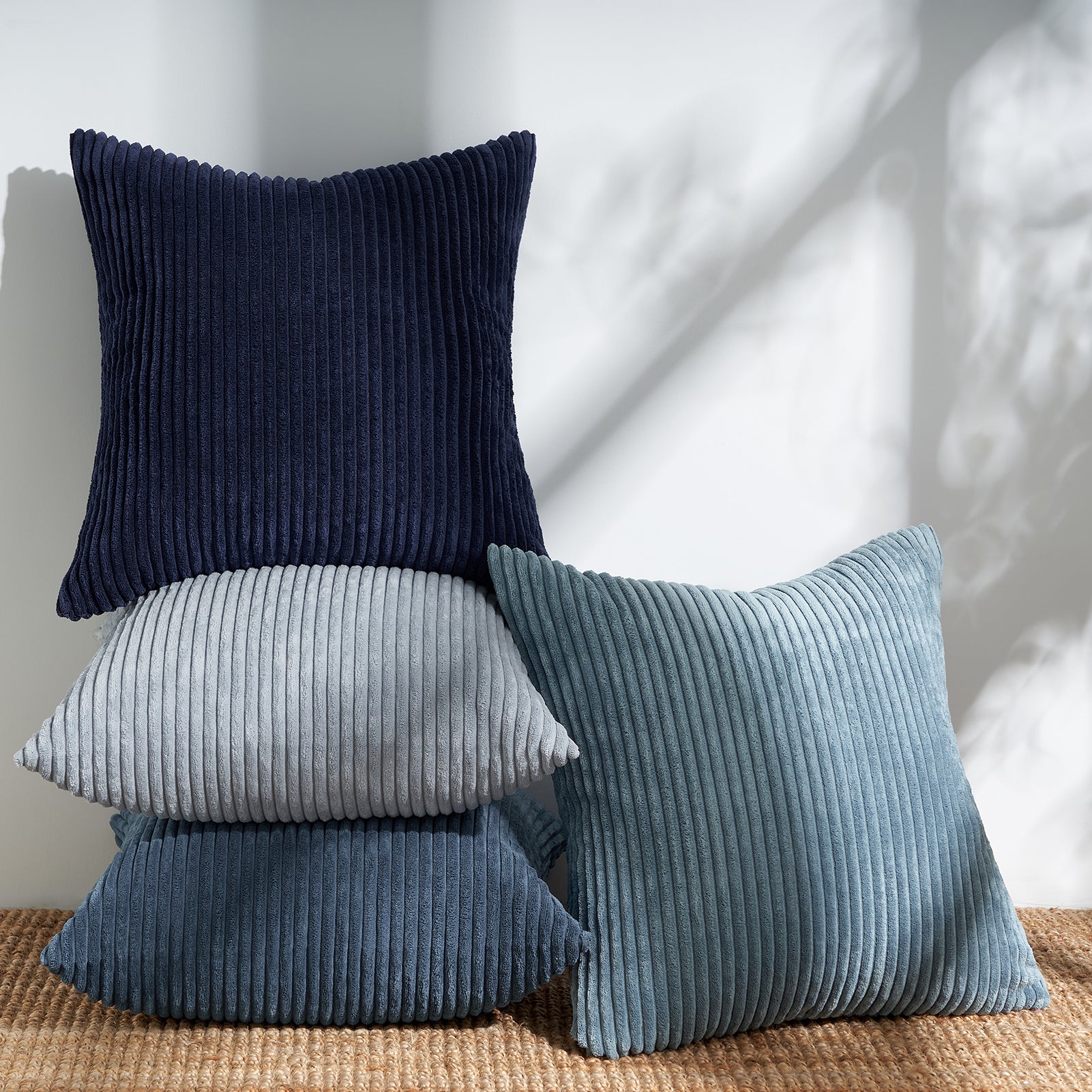 Corduroy Striped Corduroy Square Modern Gradient Decorative Cushion Cover Set of 4