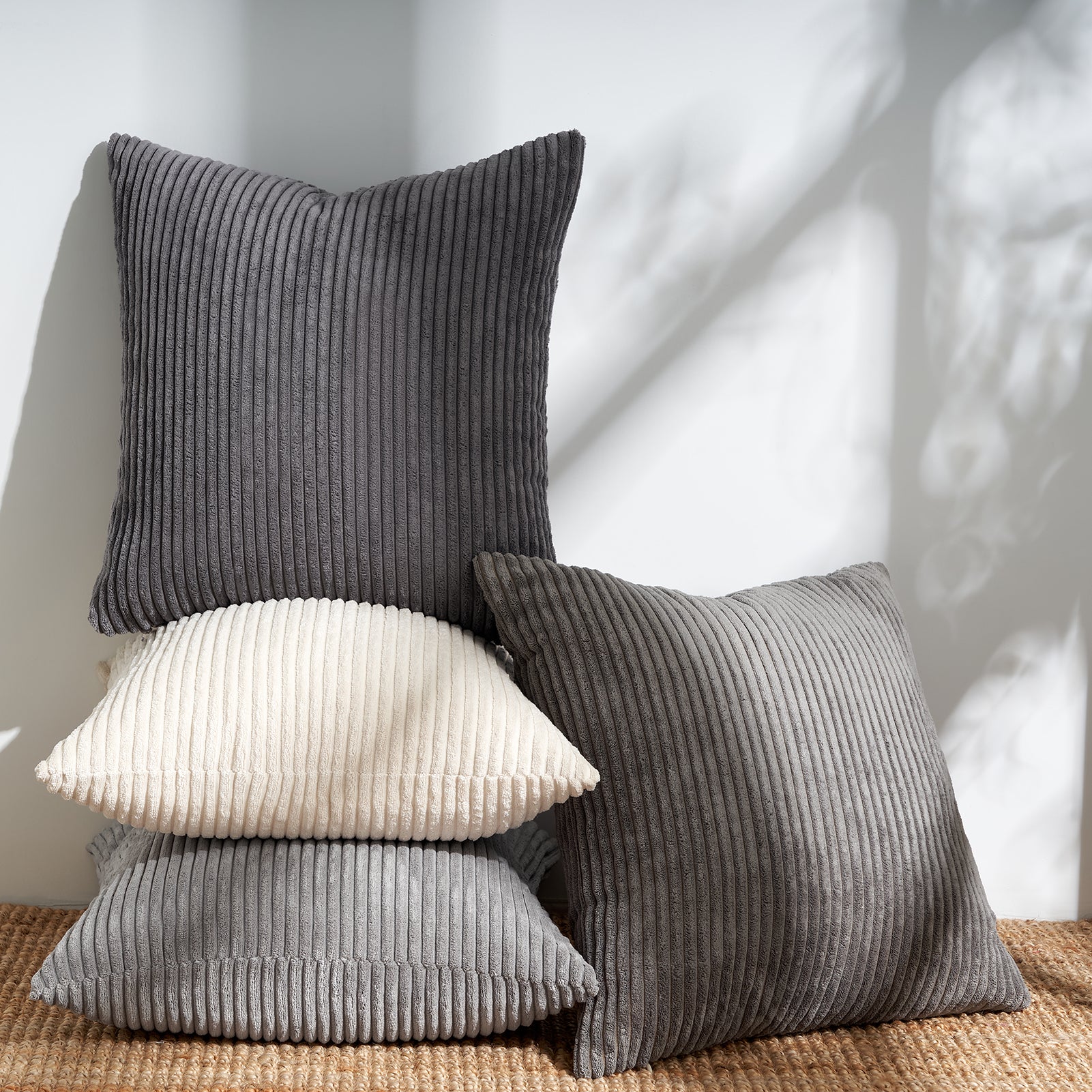 Corduroy Striped Corduroy Square Modern Gradient Decorative Cushion Cover Set of 4