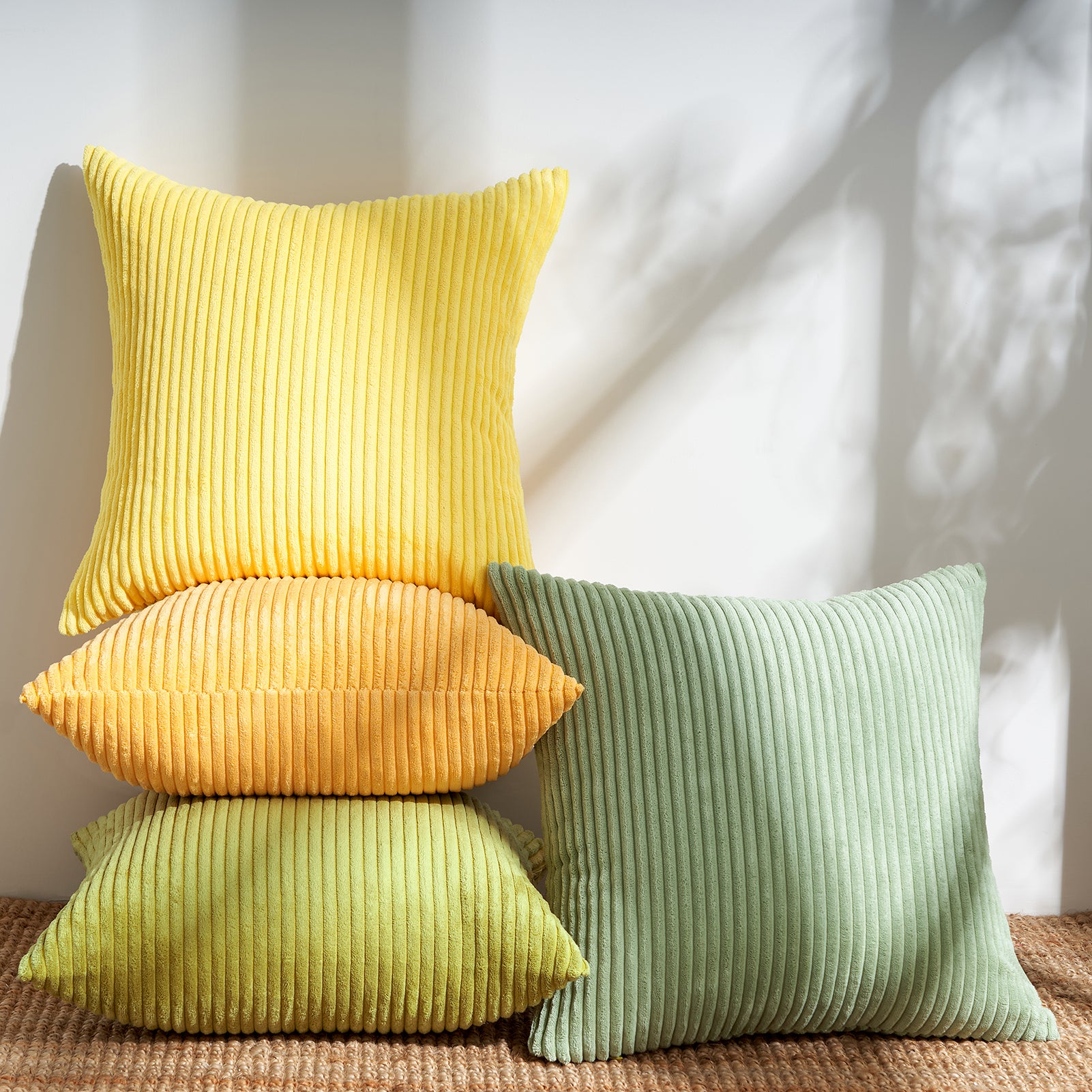 Corduroy Striped Corduroy Square Modern Gradient Decorative Cushion Cover Set of 4