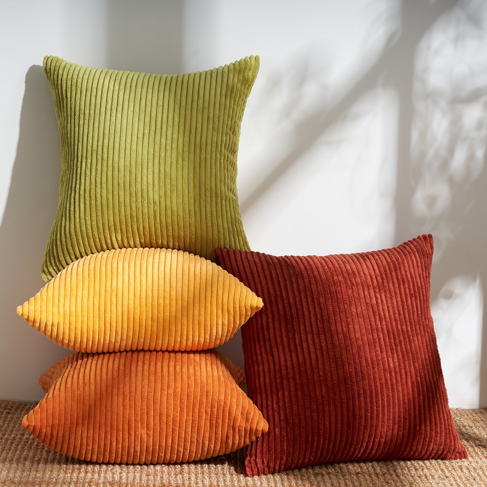 Corduroy Striped Corduroy Square Modern Gradient Decorative Cushion Cover Set of 4