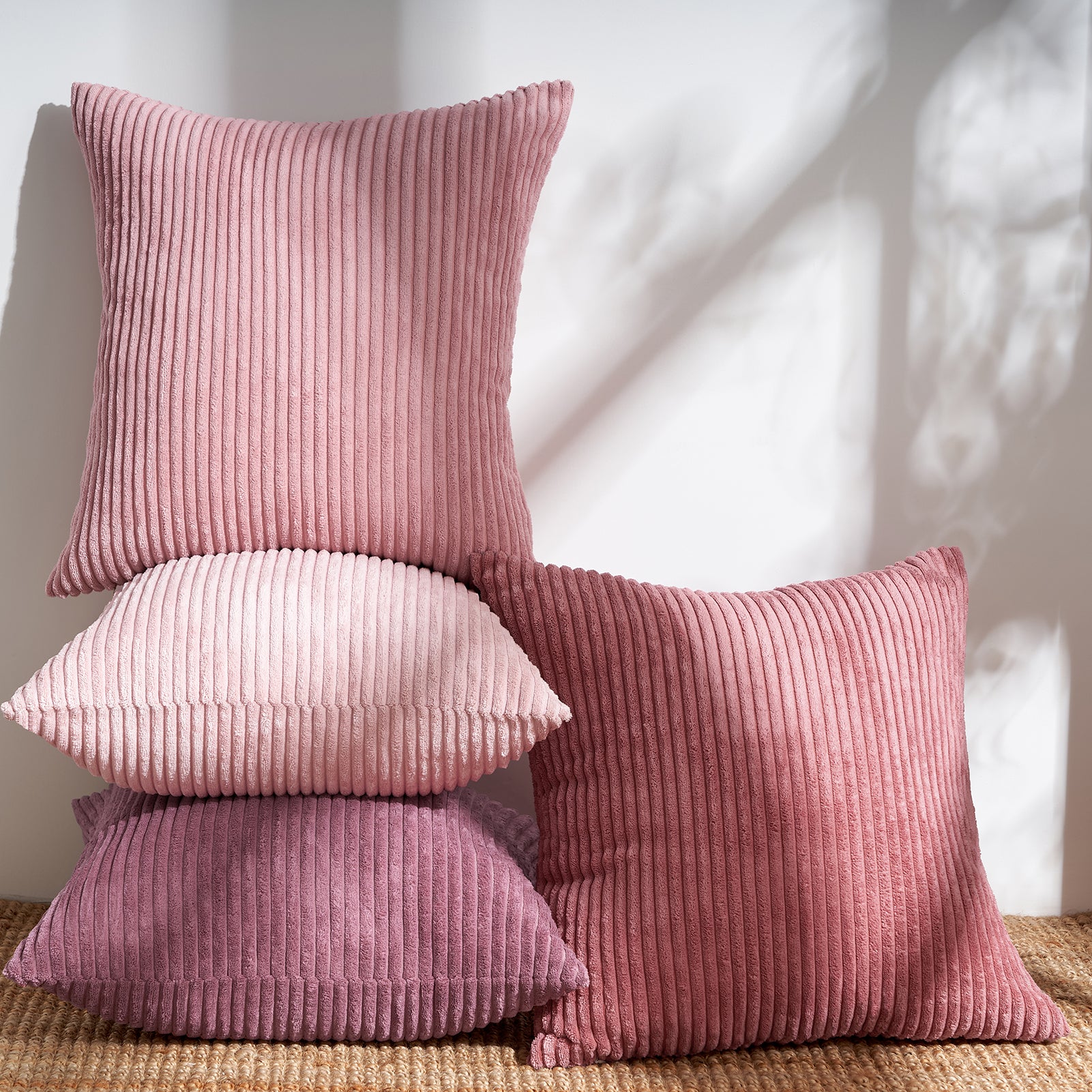 Corduroy Striped Corduroy Square Modern Gradient Decorative Cushion Cover Set of 4