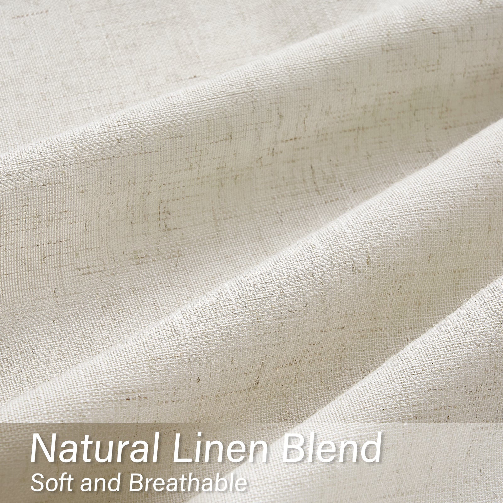 Topfinel Linen Curtain Rod Pocket Back Tab,Linen Semi Sheer Curtains for Bedroom 2 Panels