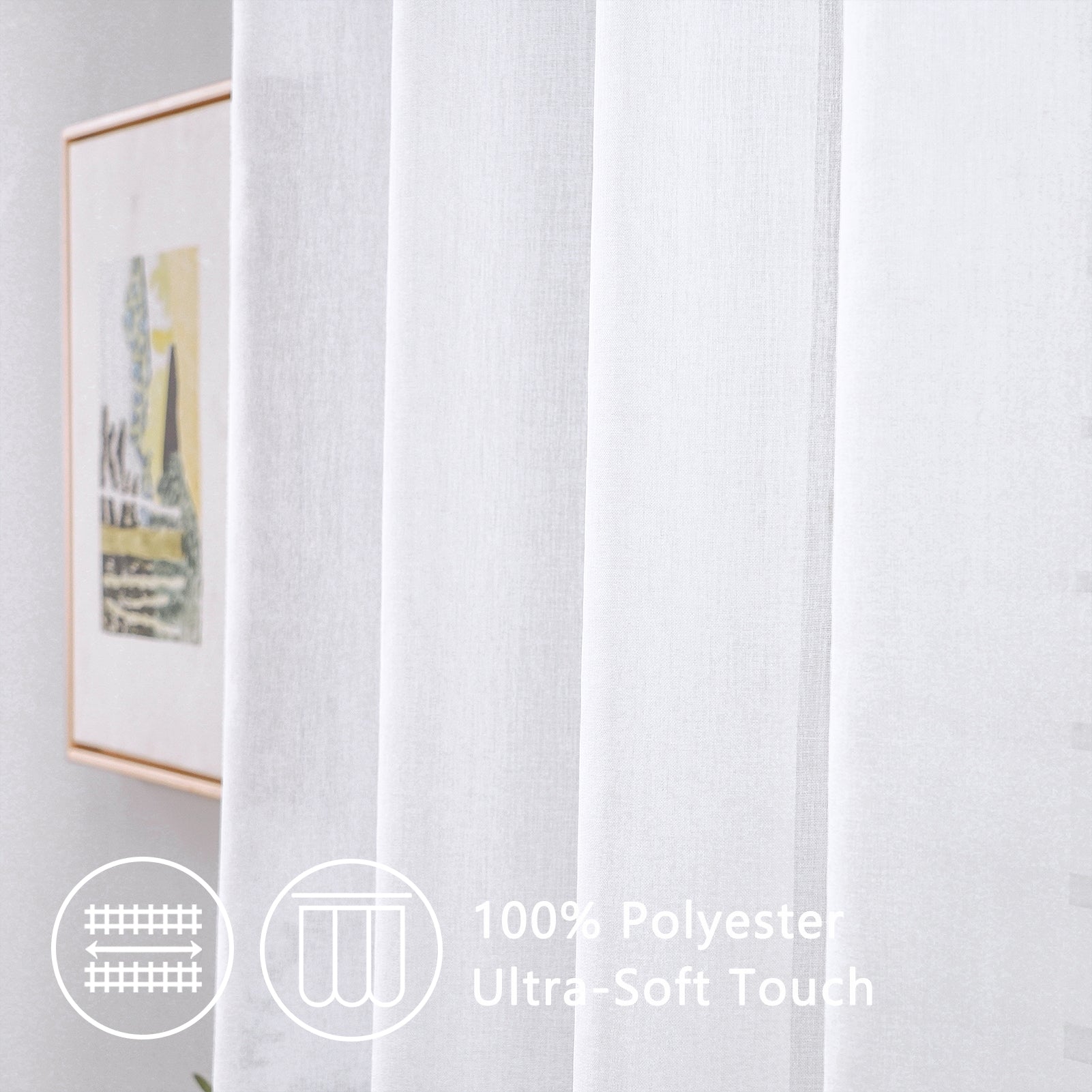 Topfinel Solid Color Grommet Sheer Curtain 2 Panels