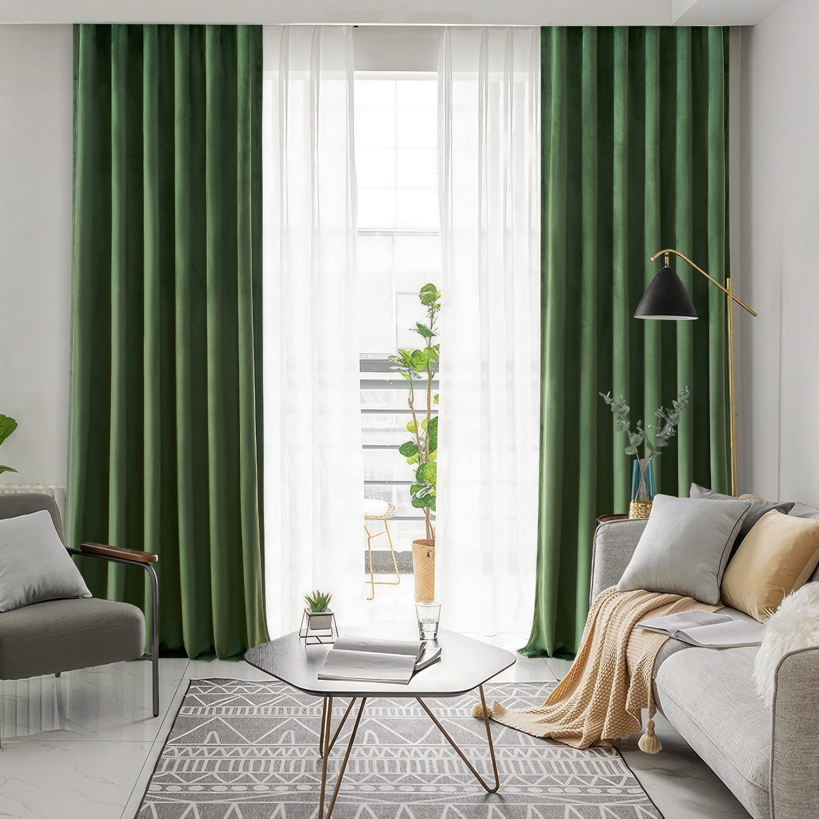 70%-85% Blackout Solid Velvet Rod Pocket Back Curtain 2 Panels