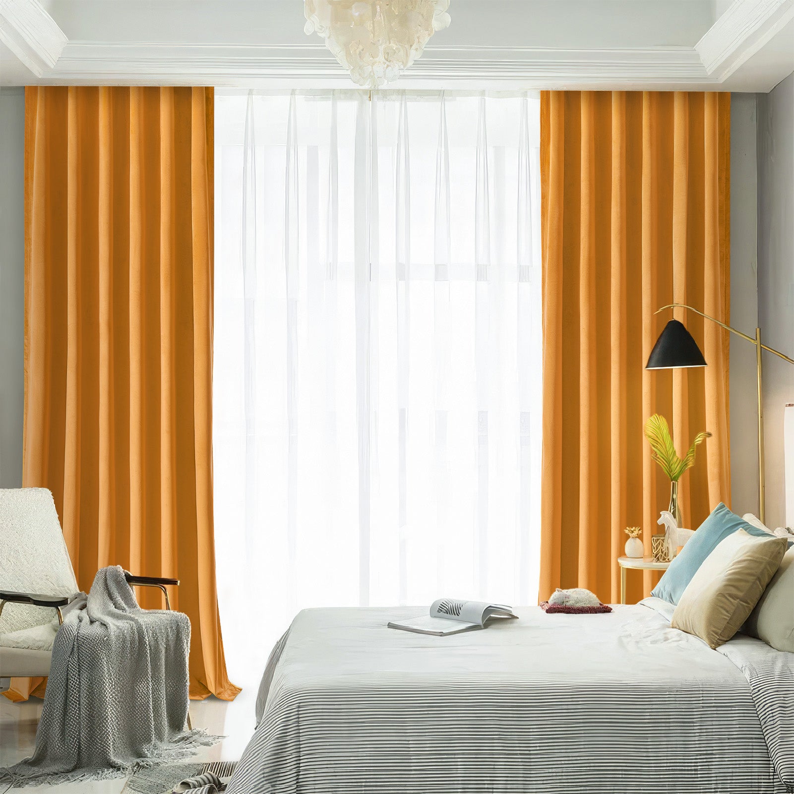 70%-85% Blackout Solid Velvet Rod Pocket Back Curtain 2 Panels