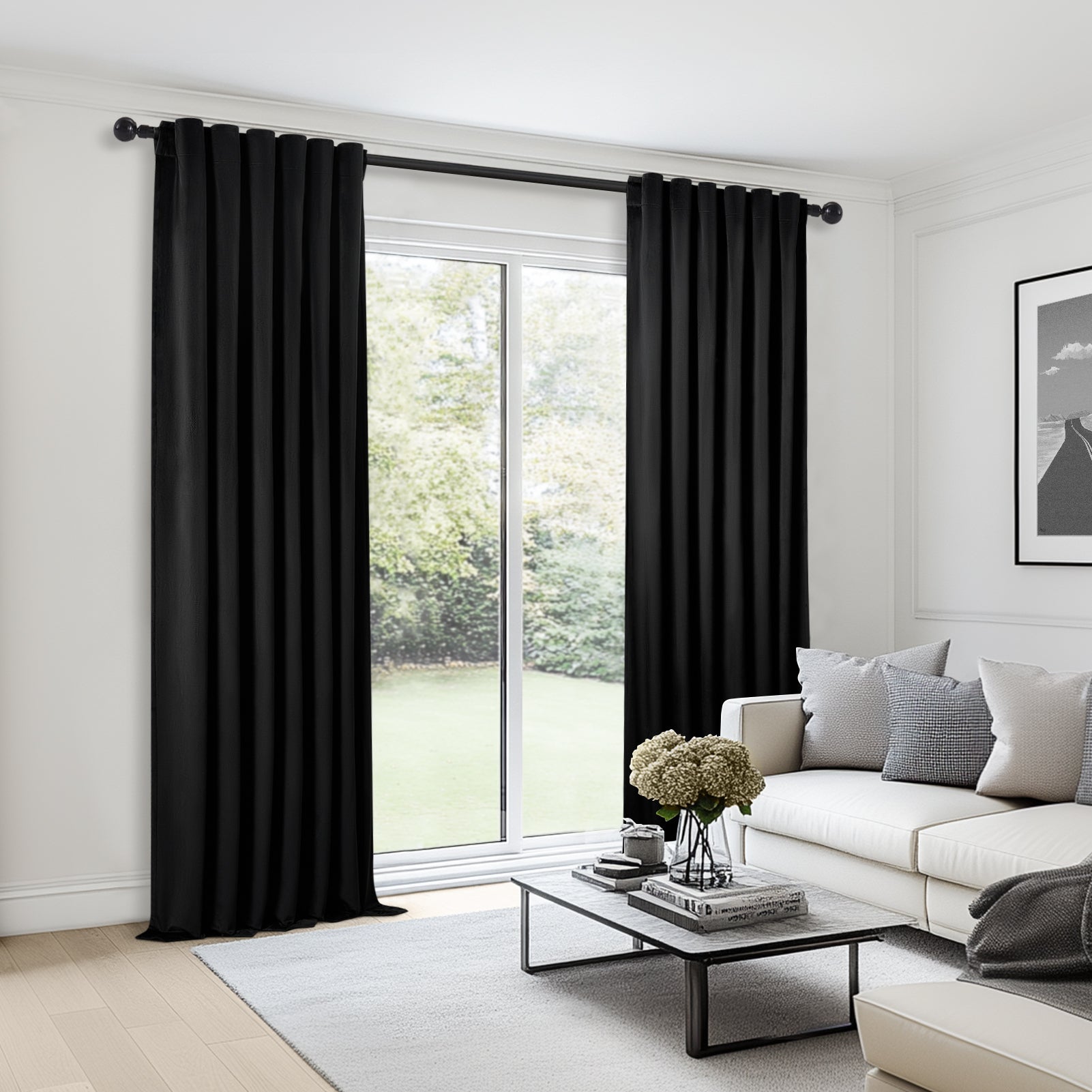 70%-85% Blackout Solid Velvet Rod Pocket Back Curtain 2 Panels