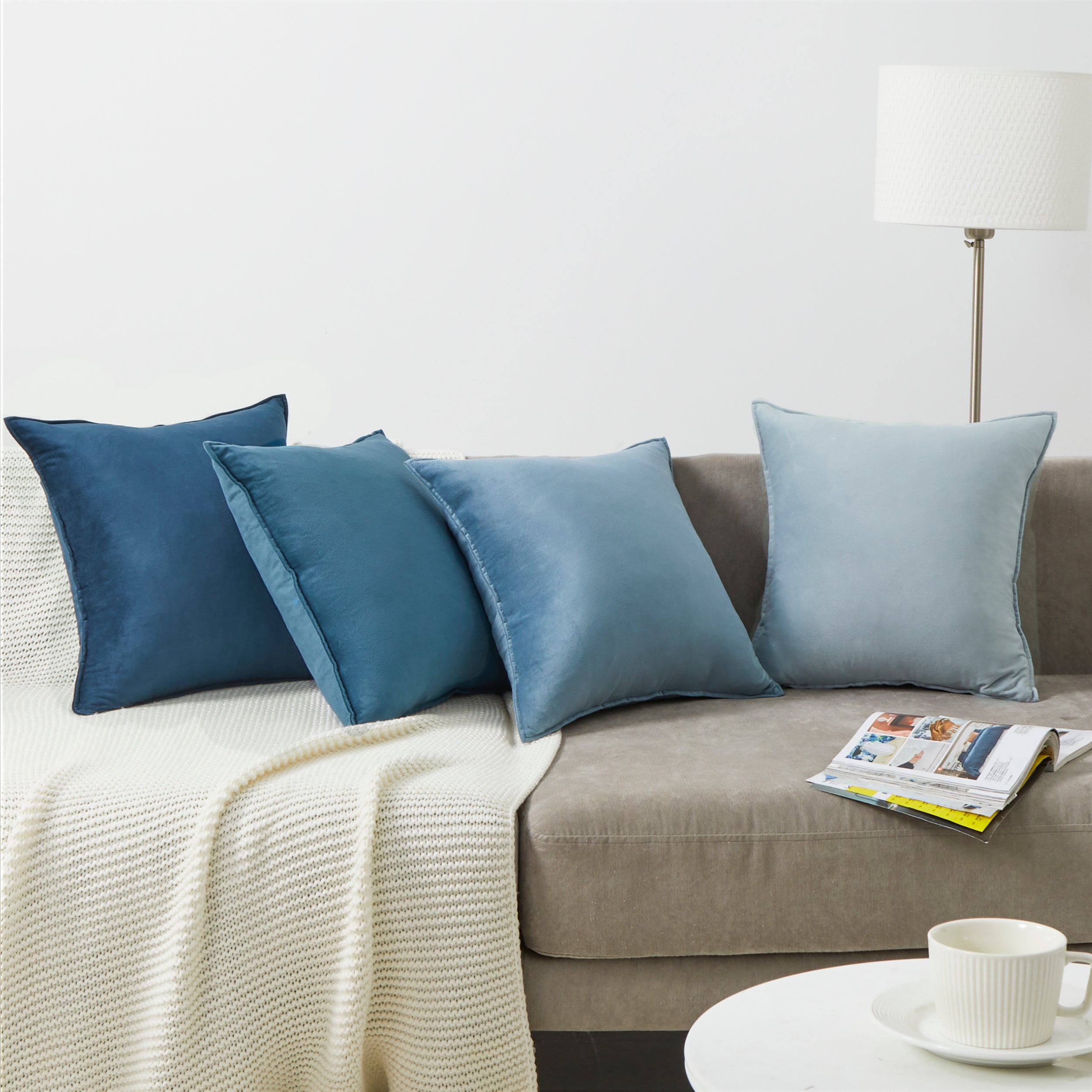 Topfinel Square Velvet Gradient Pillow Cover Set Of 4