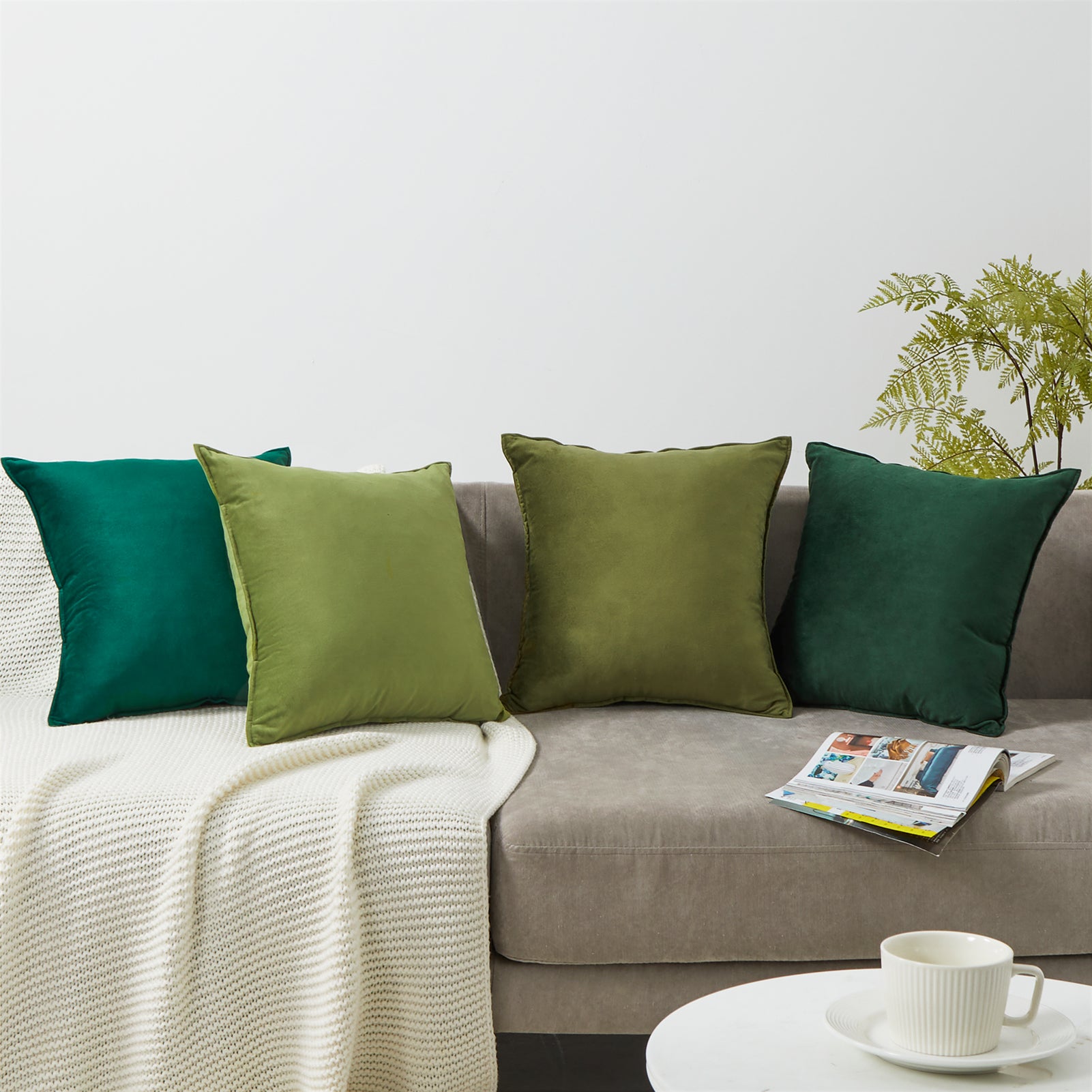 Topfinel Square Velvet Gradient Pillow Cover Set Of 4