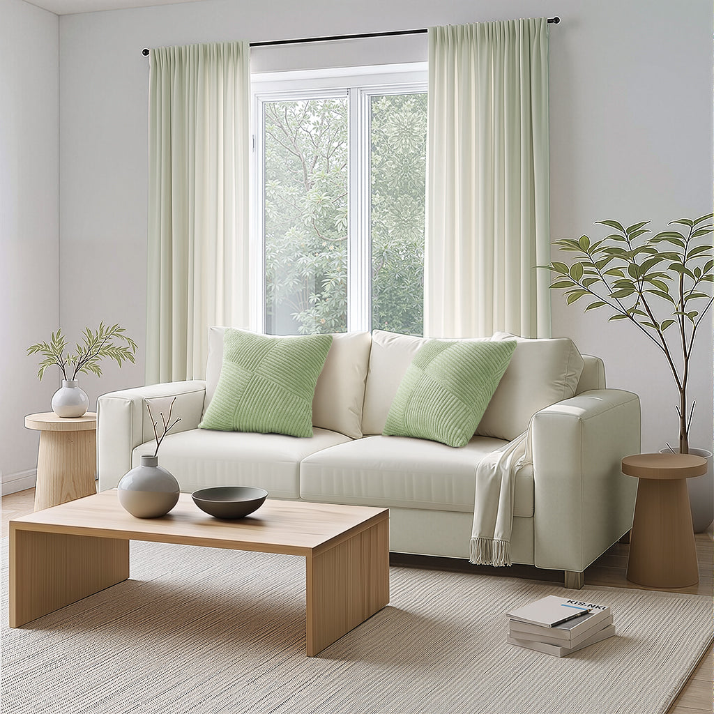 Soft Corduroy Couch Decorative Pillow Covers Windmill Textured Striped Cushion Cover,Set of 2