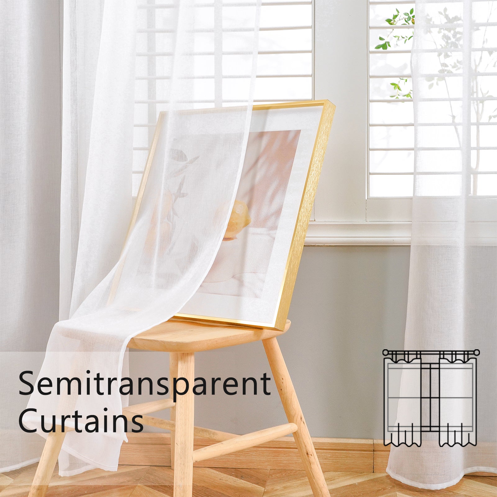 Topfinel Solid Color Grommet Sheer Curtain 2 Panels