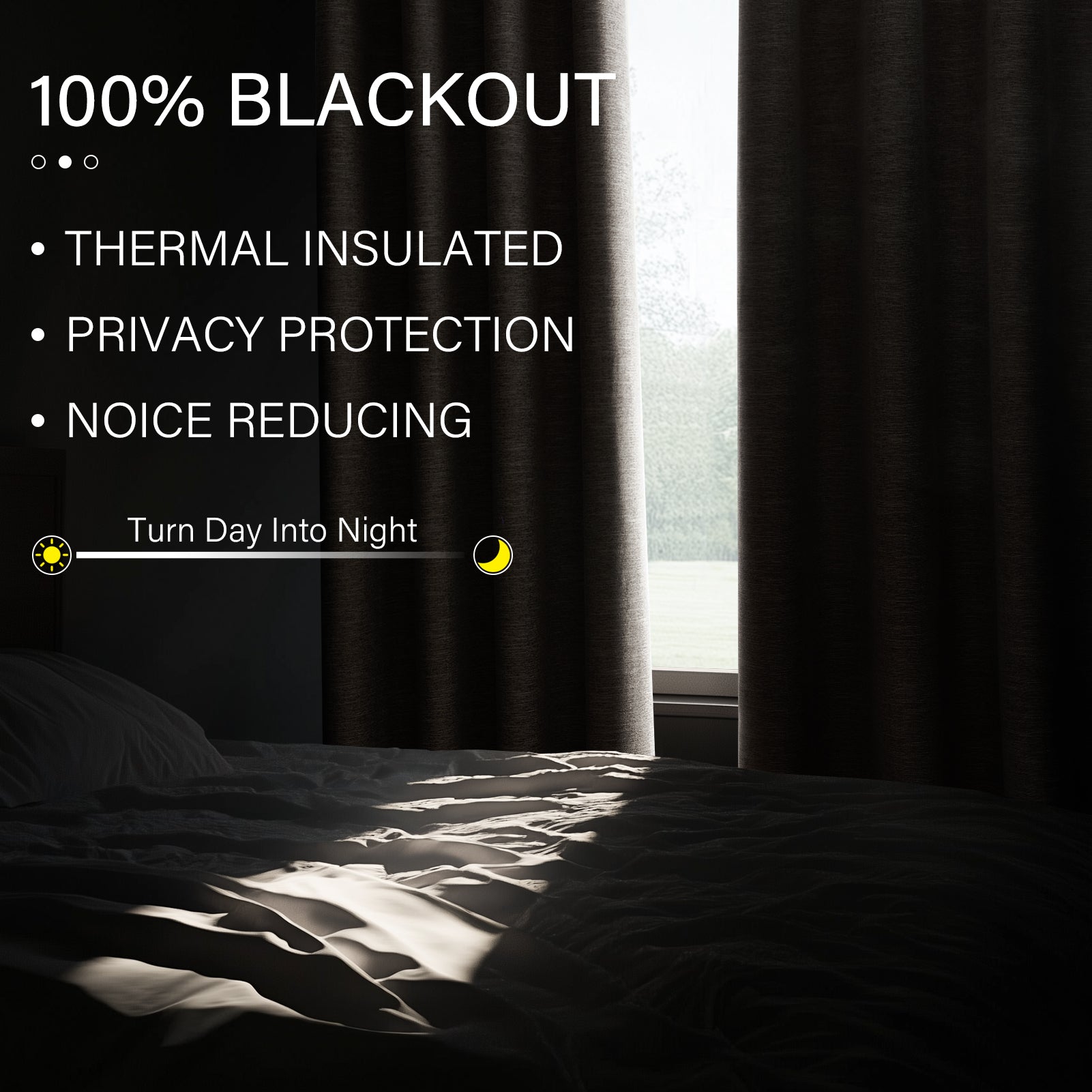 Grommet Top Thick 100% Blackout Drapes Full Light Blocking Curtains