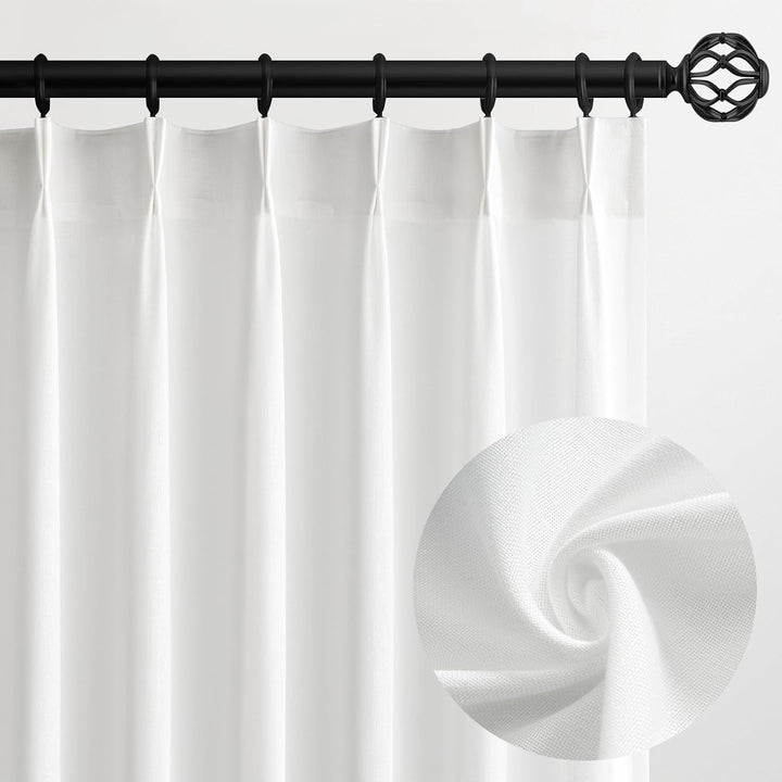 Extra Wide Natural Linen Light Filtering Pinch Pleat Curtain