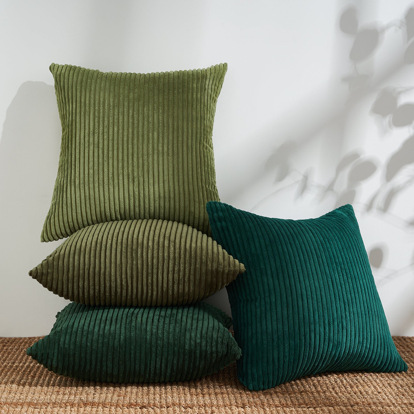 Corduroy Striped Corduroy Square Modern Gradient Decorative Cushion Cover Set of 4