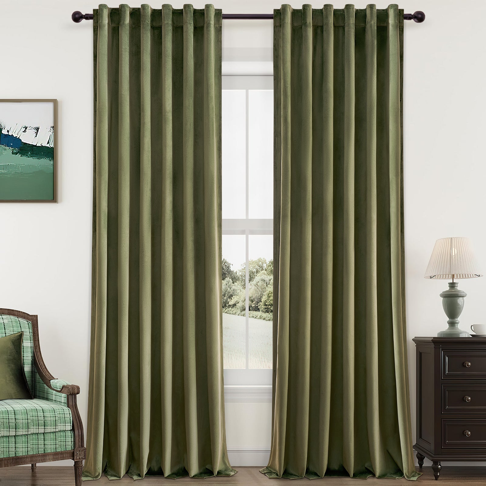 70%-85% Blackout Solid Velvet Rod Pocket Back Curtain 2 Panels