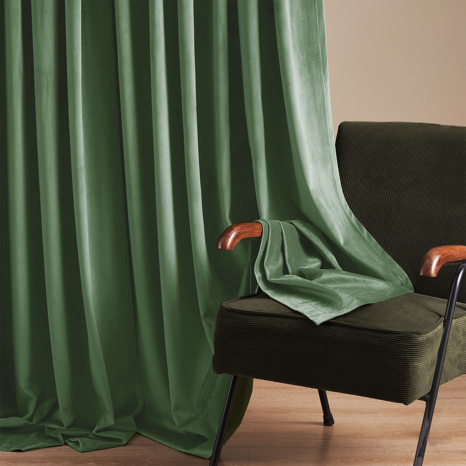 70%-85% Blackout Solid Velvet Rod Pocket Back Curtain 2 Panels