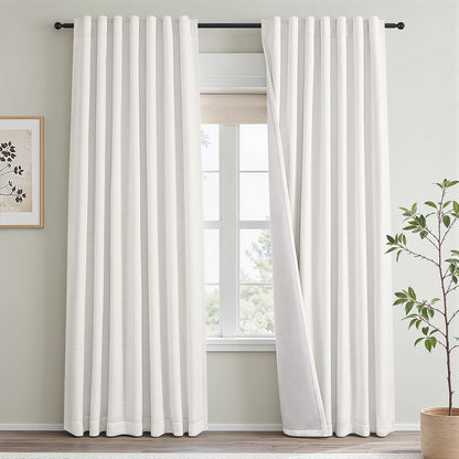 Natural Linen-Textured Blackout Curtains, 2 Panels