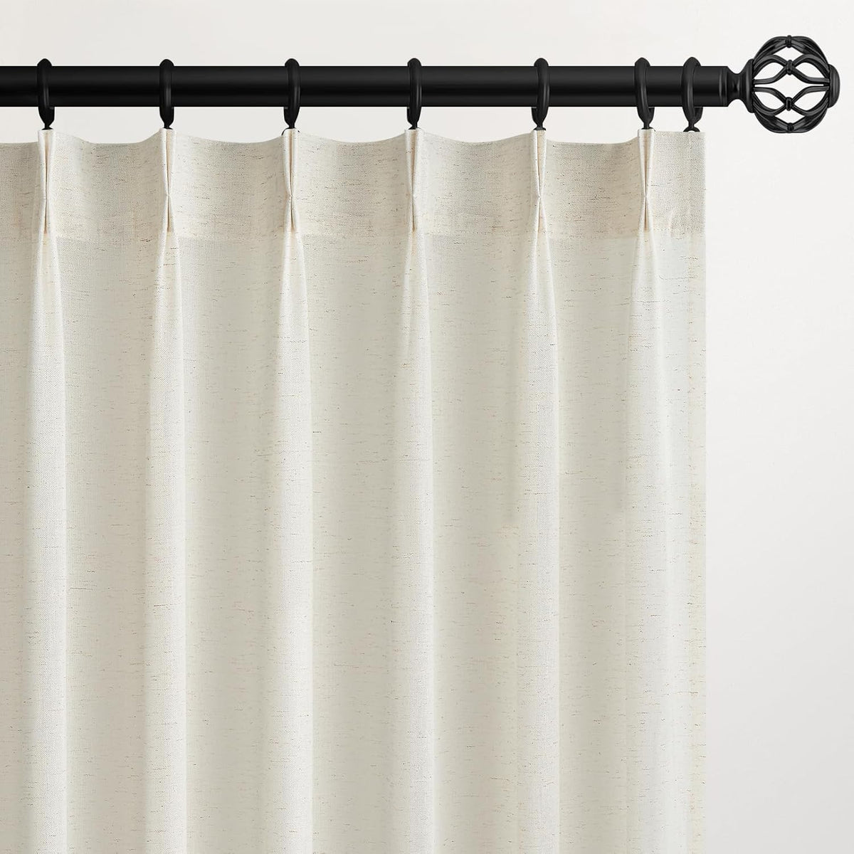 Extra Wide Natural Linen Light Filtering Pinch Pleat Curtain