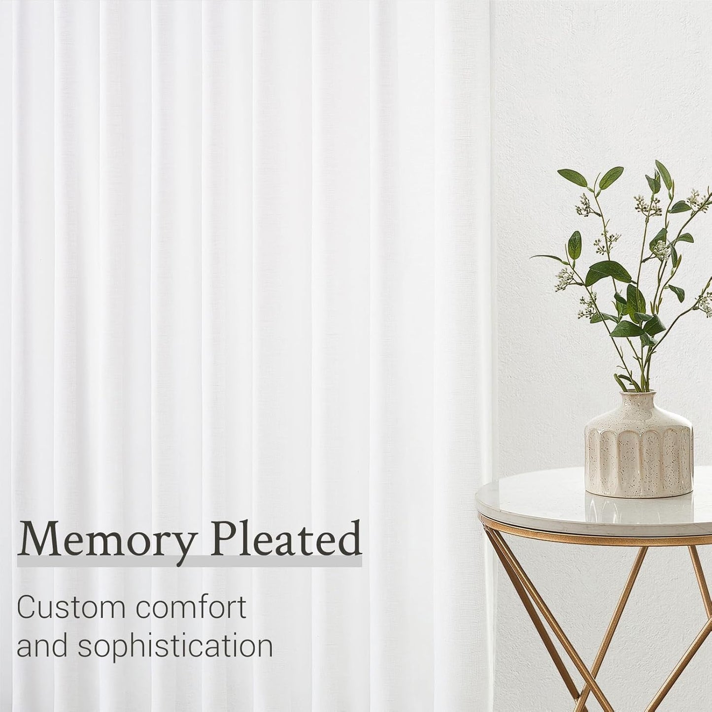Natural Linen Light Filtering Pinch Pleat Curtain, 2 Panels