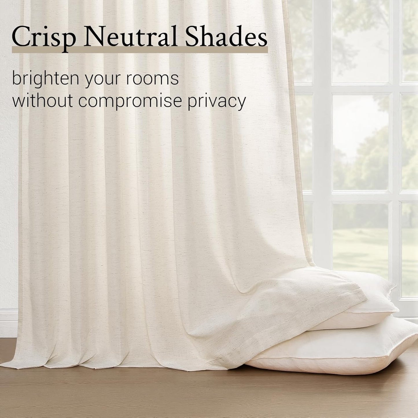 Wide Natural Linen Light Filtering Pinch Pleat Curtain, 1 Panel