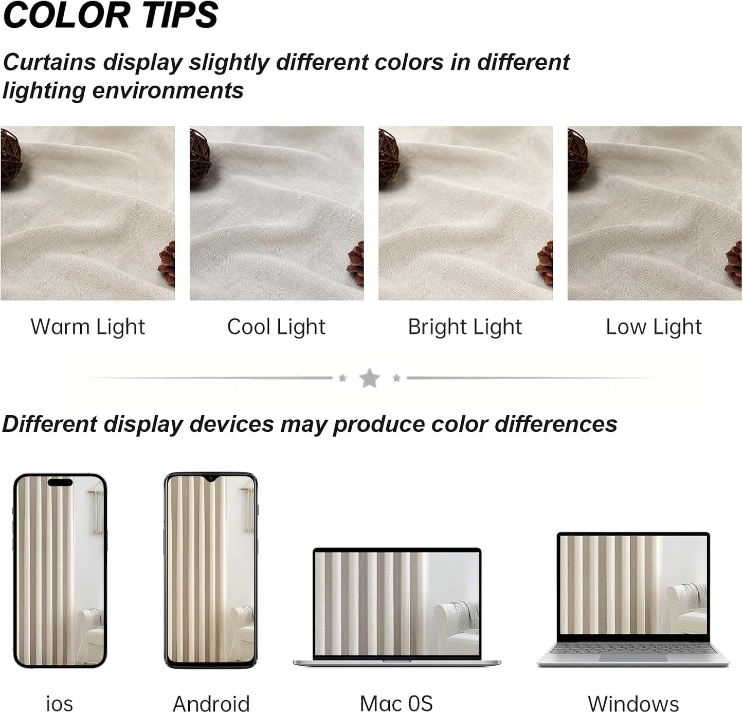 Natural Textured Linen Blend Blackout Curtains, 2 Panels