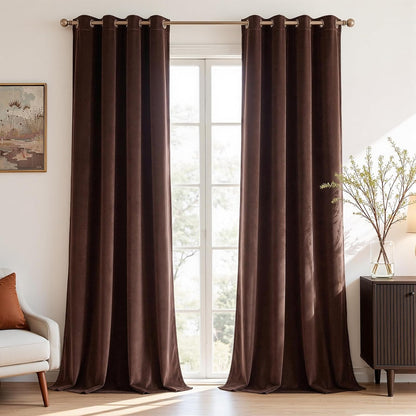 Luxury Velvet Grommet Room Darkening Curtains, 2 Panels