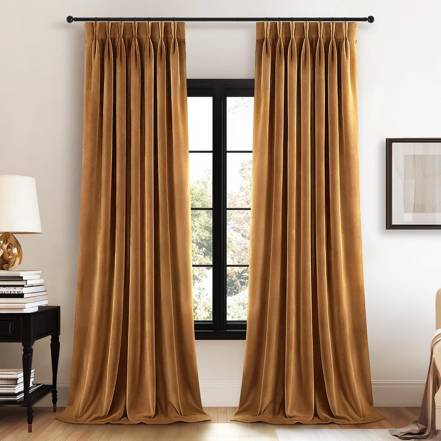 Extra Wide Velvet Pinch Pleat Room Darkening Drapes, 1 Panel