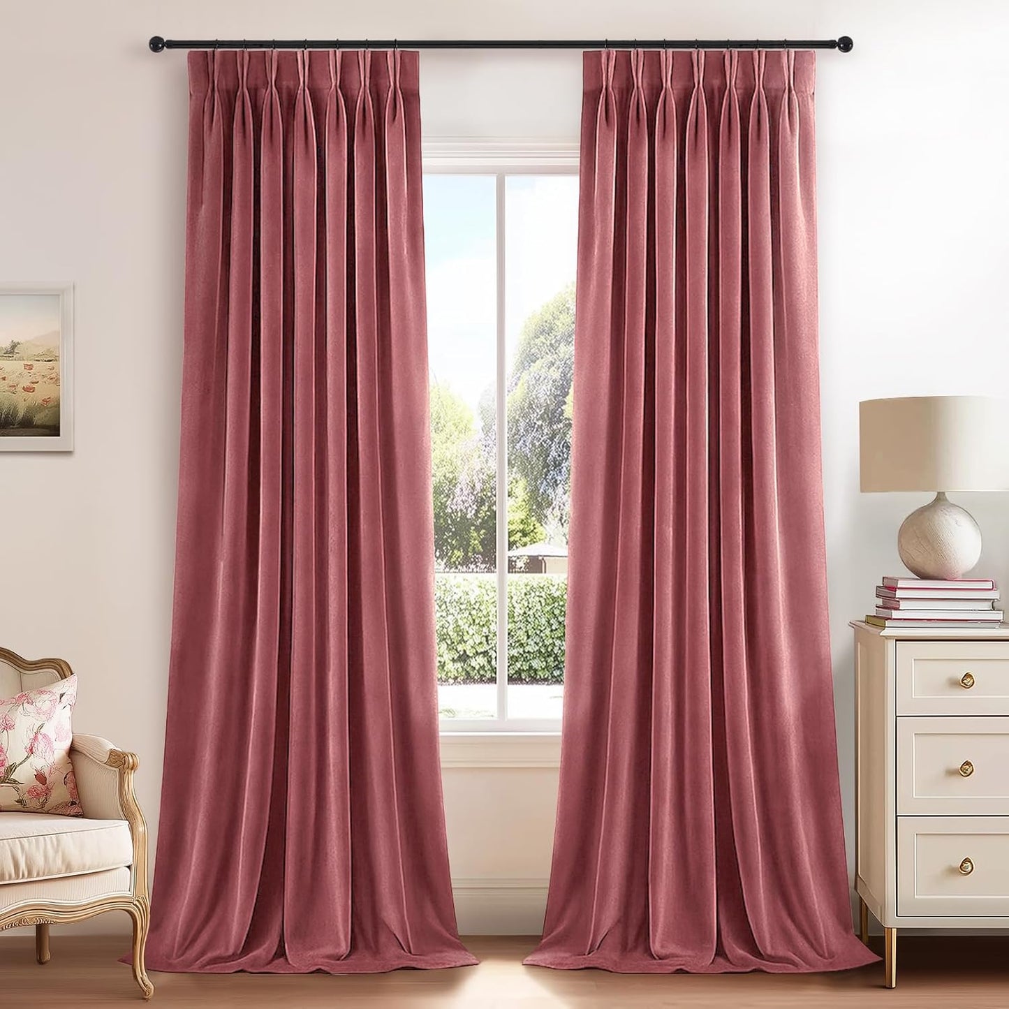 Extra Wide Velvet Pinch Pleat Room Darkening Drapes, 1 Panel