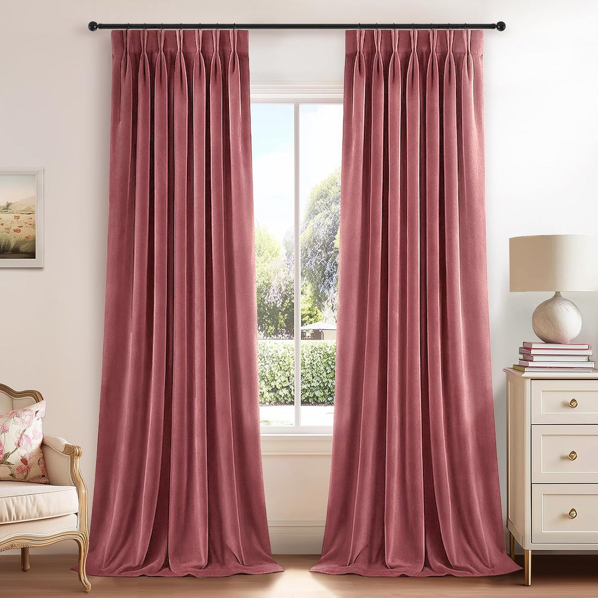 Extra Wide Velvet Pinch Pleat Room Darkening Drapes, 1 Panel