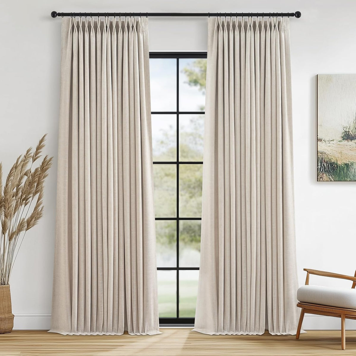 Beige curtain front view