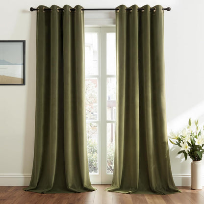 Luxury Velvet Grommet Room Darkening Curtains, 2 Panels