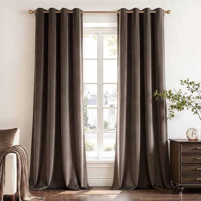 Luxury Velvet Grommet Room Darkening Curtains, 2 Panels