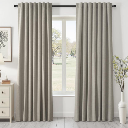 Neutral Linen Blend Blackout Curtains, 2 Panels