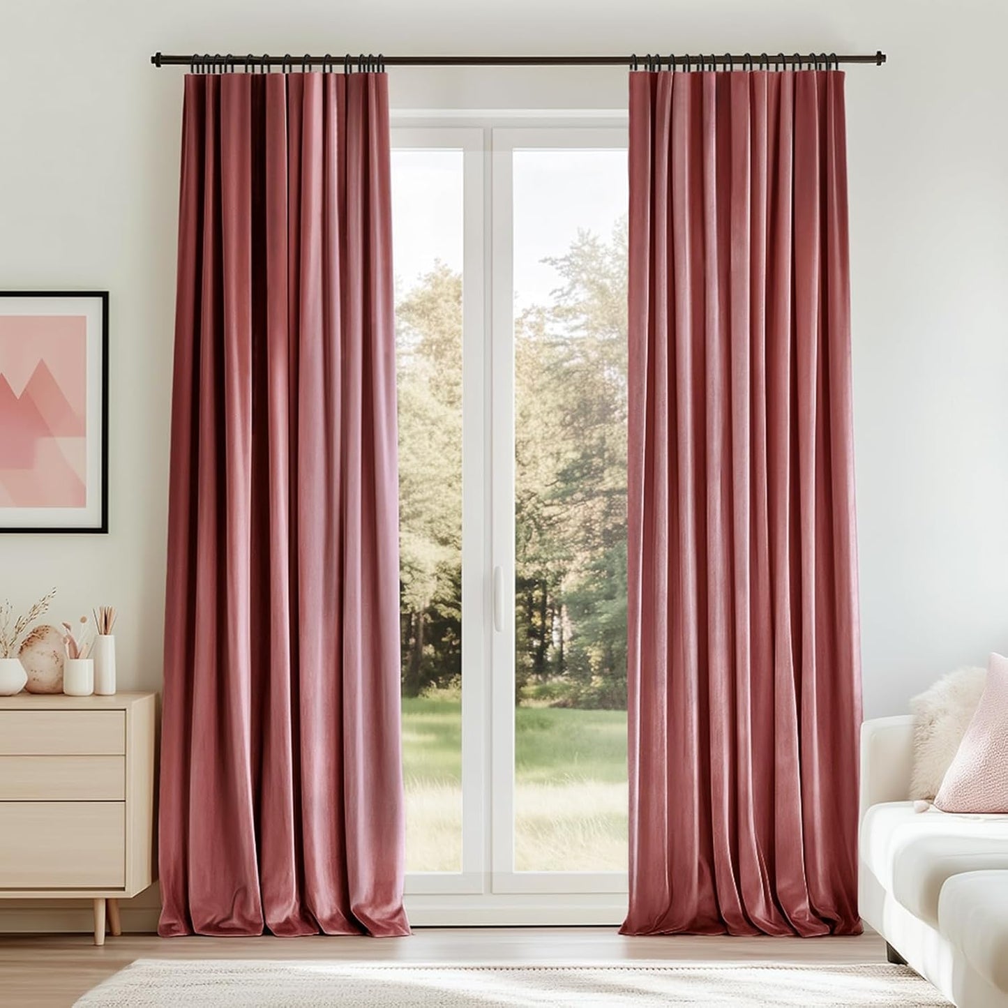 Luxury Velvet Pinch Pleat Room Darkening Drapes, 2 Panels