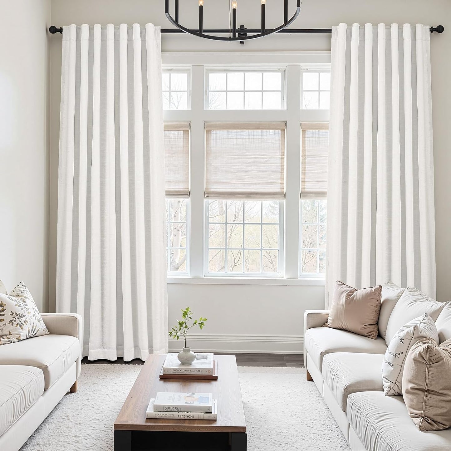 Wide Natural Linen-Textured Blackout Curtain, 1 Panel