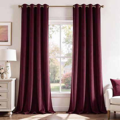 Luxury Velvet Grommet Room Darkening Curtains, 2 Panels