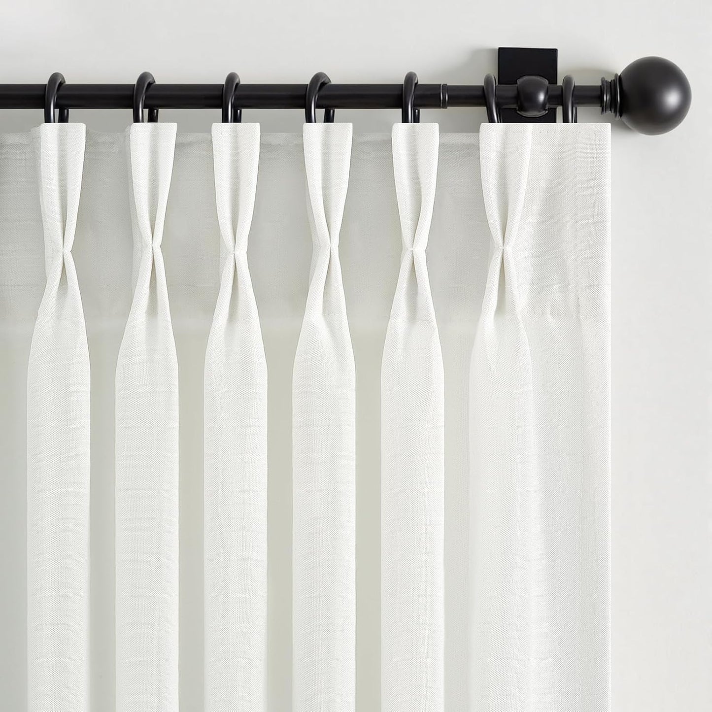 Neutral Light Filtering Linen Pinch Pleat Curtains, 2 Panels