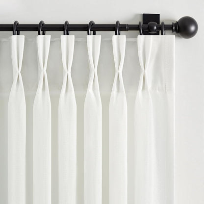 Neutral Light Filtering Linen Pinch Pleat Curtains, 2 Panels