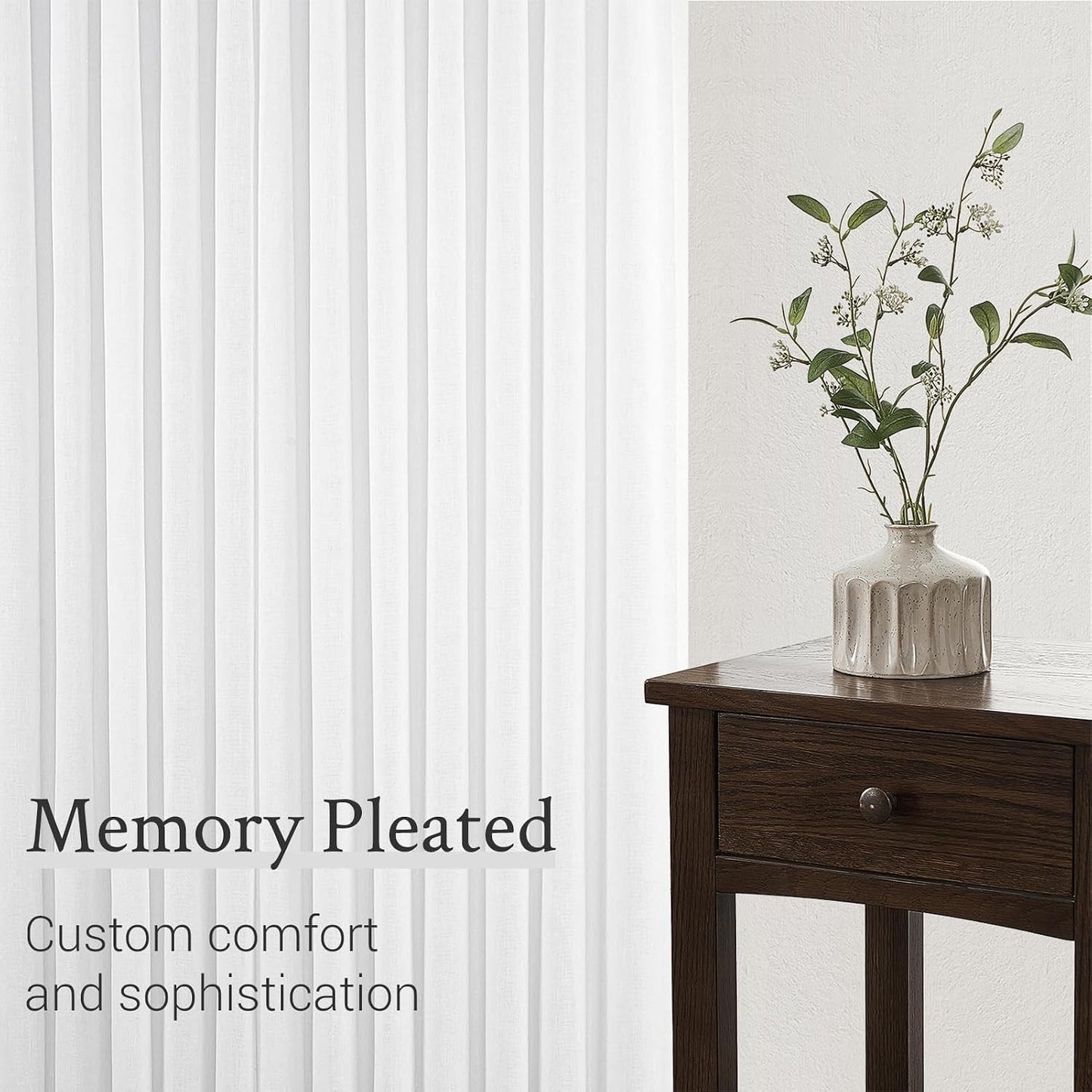 Natural Linen Light Filtering Pinch Pleat Curtain, 2 Panels
