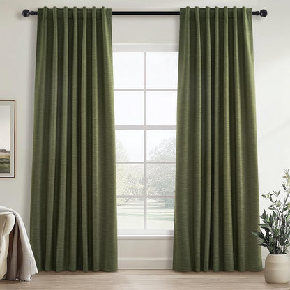 Neutral Linen Blend Blackout Curtains, 2 Panels