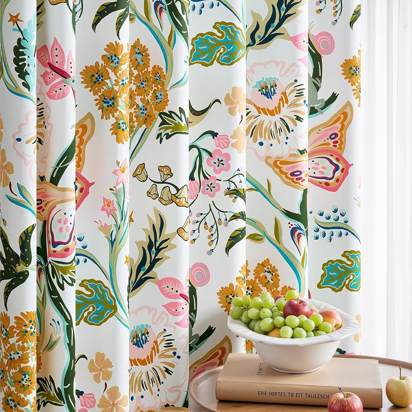 Butterfly Garden Botanical Curtains, 2 Panels