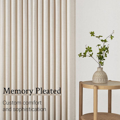 Natural Linen Light Filtering Pinch Pleat Curtain, 2 Panels