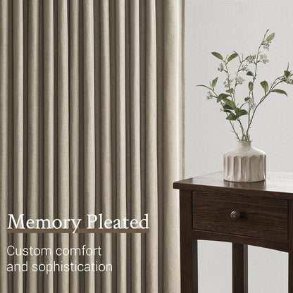 Natural Linen Light Filtering Pinch Pleat Curtain, 2 Panels