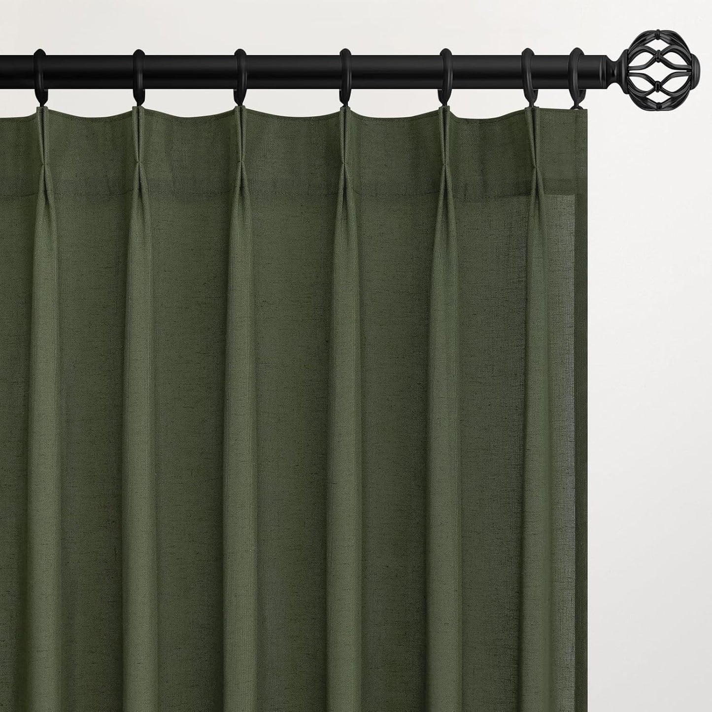 Wide Natural Linen Light Filtering Pinch Pleat Curtain, 1 Panel
