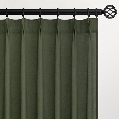 Extra Wide Natural Linen Light Filtering Pinch Pleat Curtain