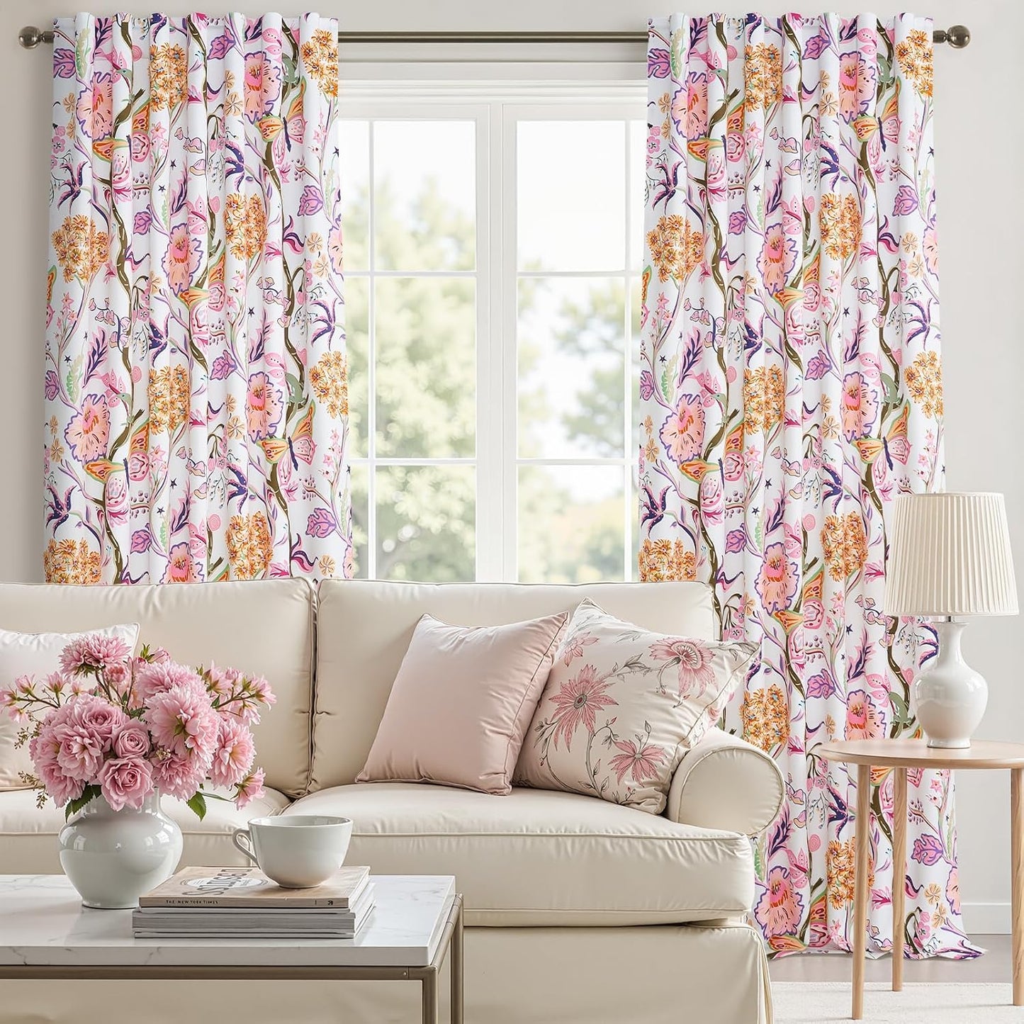 Butterfly Garden Botanical Curtains, 2 Panels