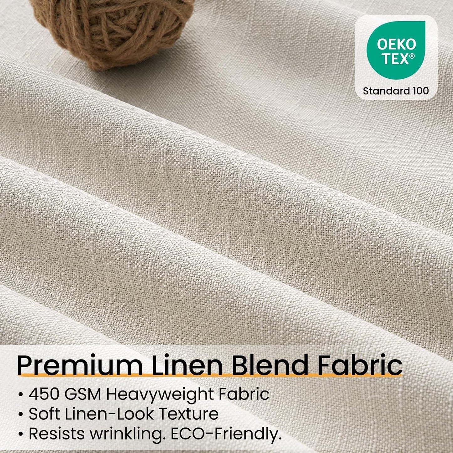 Wide Natural Linen-Textured Blackout Curtain, 1 Panel